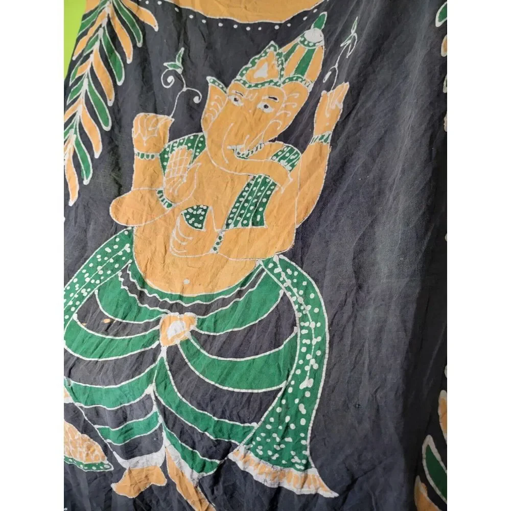 Tapestry Table Drape Elephant Hindu God Beginnings Ganapati Ganesh Vtg 70